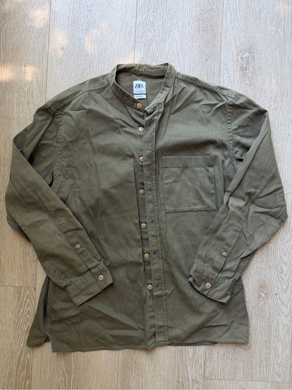 Zara Dad Collar Shirt in Olive